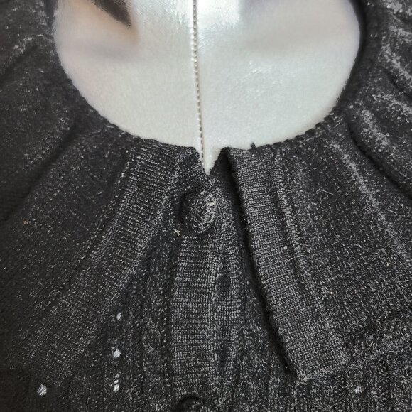 Juicy Couture Black Merino/Cashmere Puff-Sleeve Cardigan – Size S - Picture 9 of 13